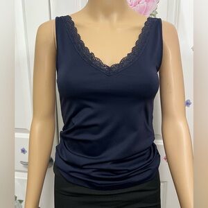 Banana Republic Navy Lace Trim Tank Top